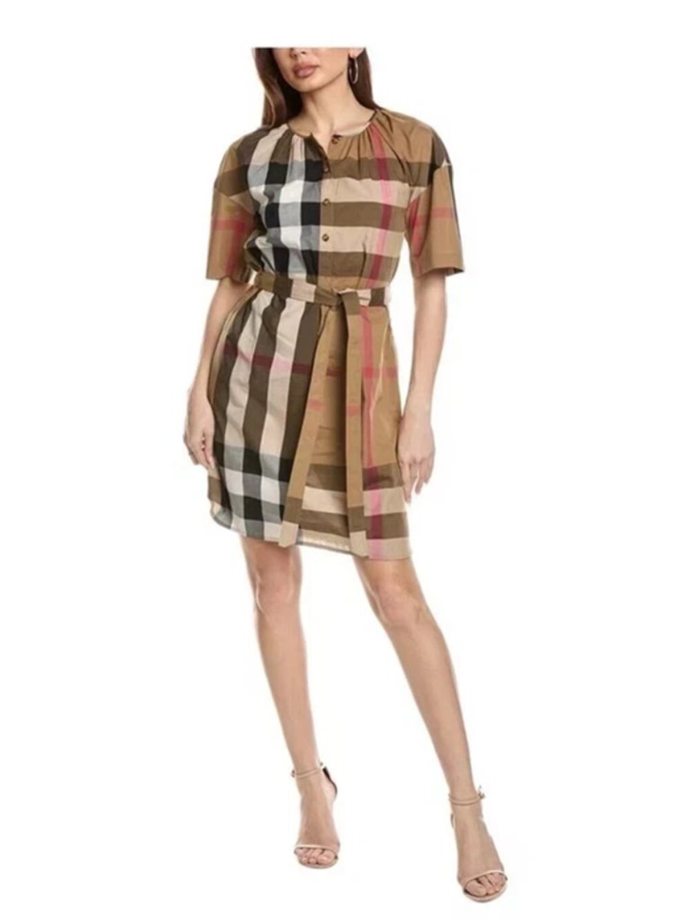 Burberry Classic Check Details Button Down Belted Dress